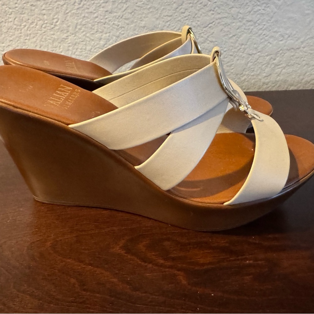 Cream Women's Wedge Sandals - Picture 3 of 7